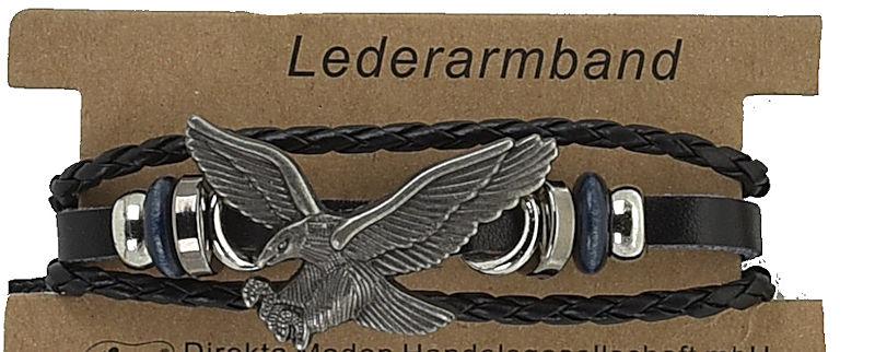 Lederarmband Adler schwarz